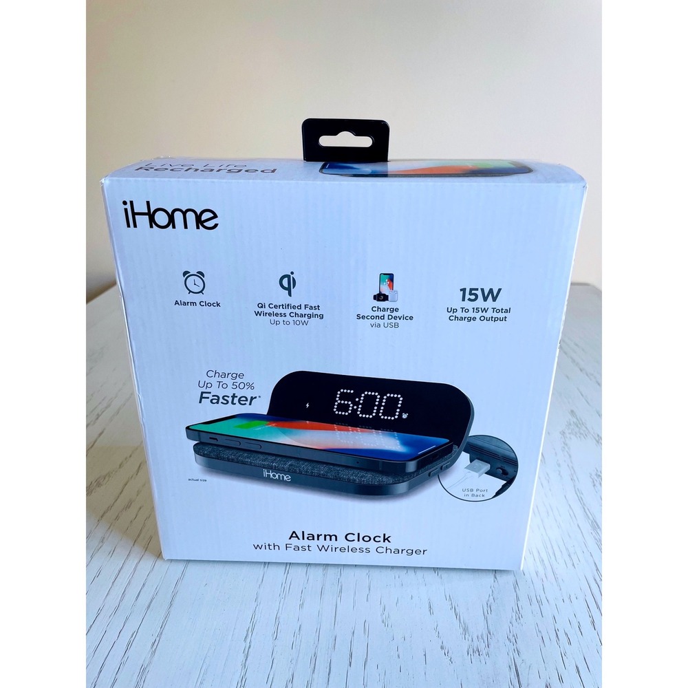 iHome Alarm‎ Clock Fast Wireless Charger PowerValet Pro Qi CertifiedSmartphone
